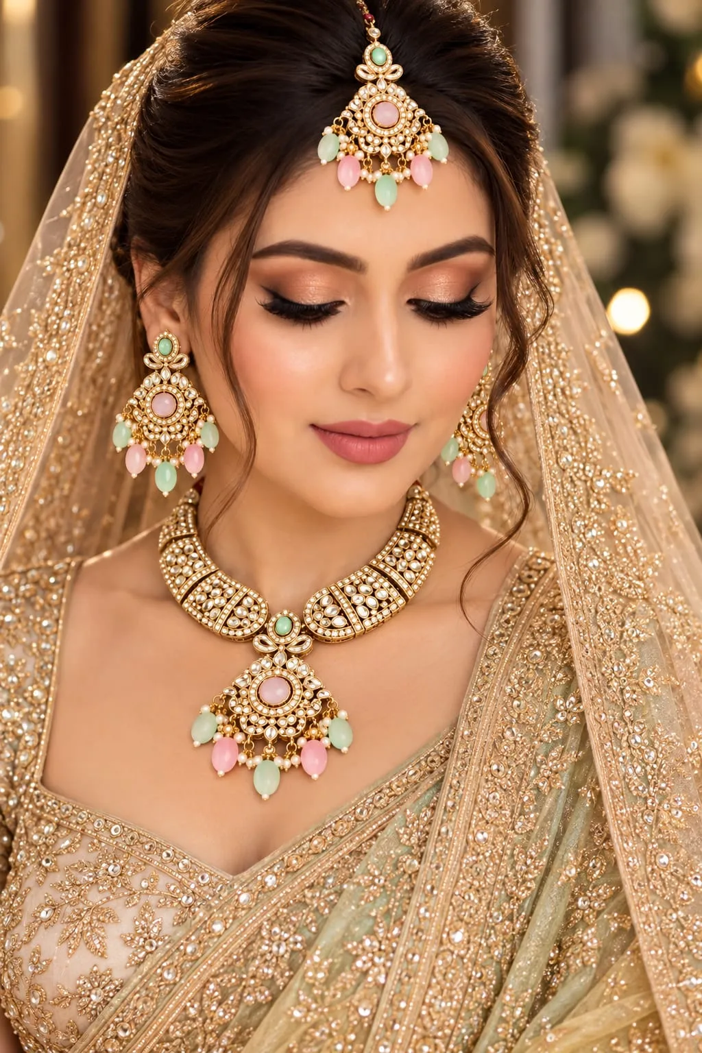 Pastel Kundan Heritage Necklace & Earring Set alternate view