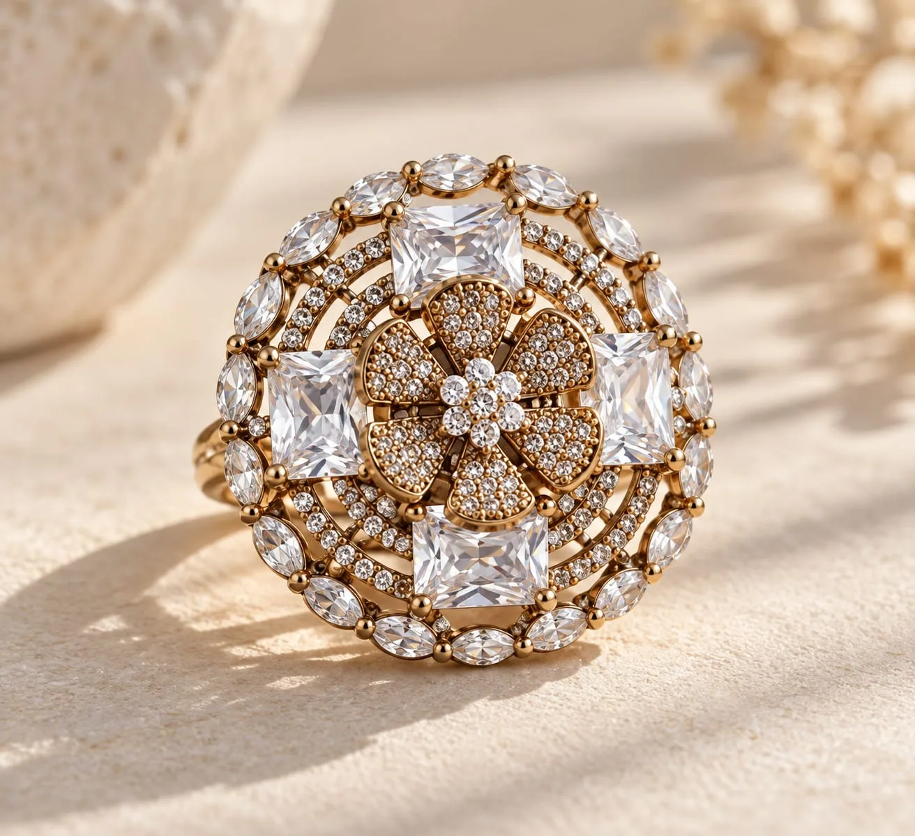 Floral Bloom Anti-Tarnish Statement Ring